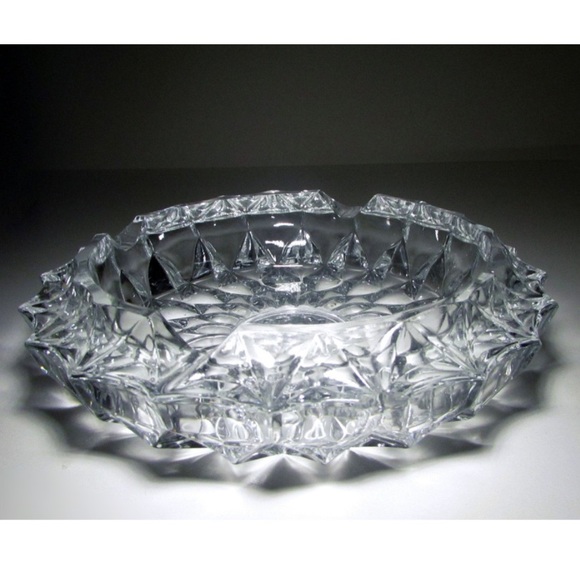 Other - Vintage Large Heavy Lead Crystal Ashtray 7" Cut Glass Gorgeous!